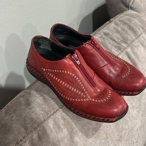 Pikolinos Women's Berkley red leather Zip Up comfort embroidered shoes 7 boho